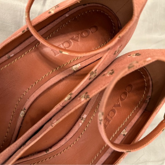 Coach Pink Floral Suede Ankle Strap Pumps, size 10 - Picture 3 of 8